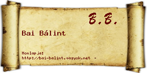 Bai Bálint névjegykártya
